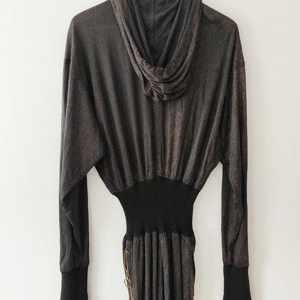 MOSCHINO Black & Gold Zipper Hoodie Jumpsuit - Picture 6 of 13